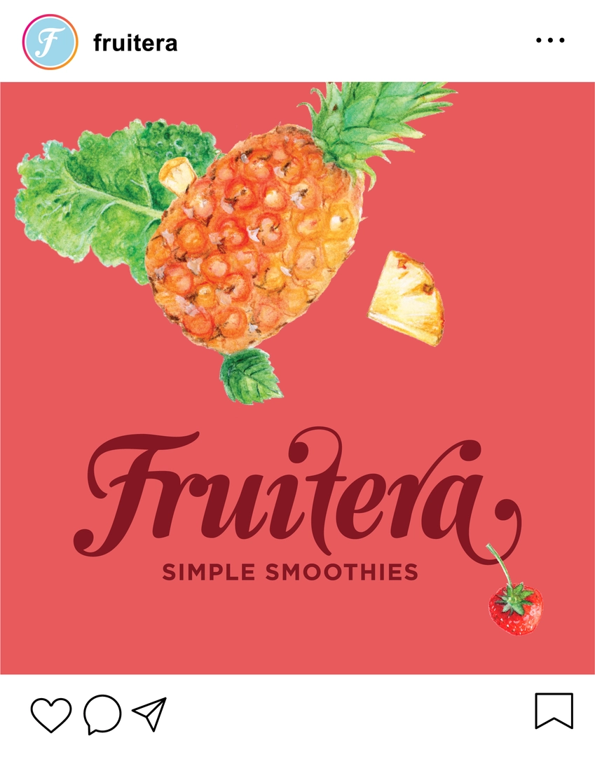 A vibrant fruit display featuring various colorful fruits, showcased in an Instagram post by Fruitera