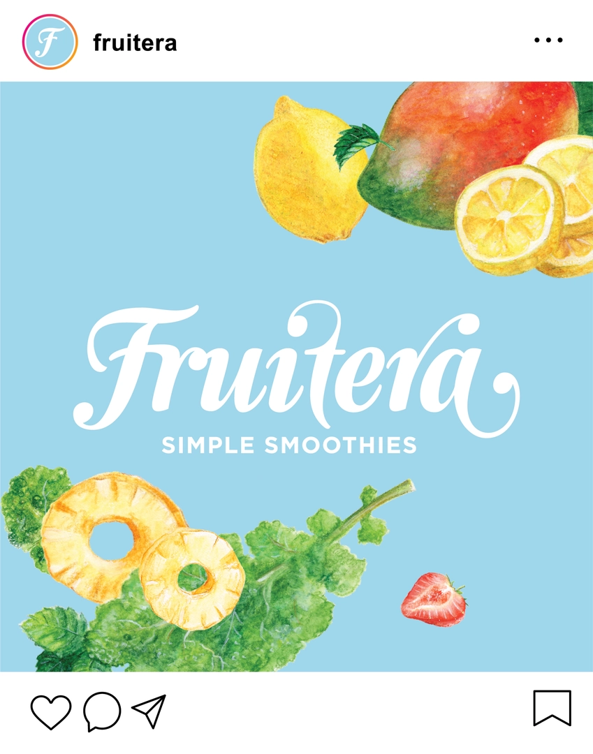 Vibrant Instagram advertisement for Fruitera featuring an assortment of fresh, juicy fruits displayed attractively.