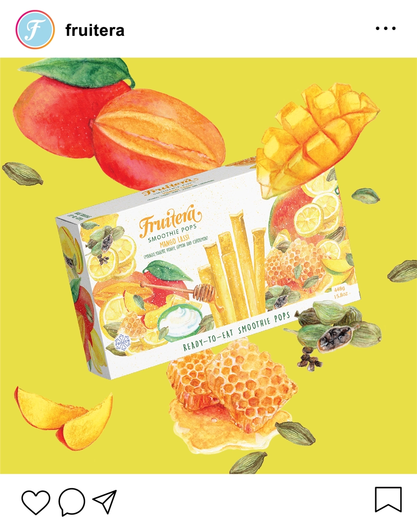 A vibrant display of various fruits showcased in an Instagram post by the user "Fruitera."