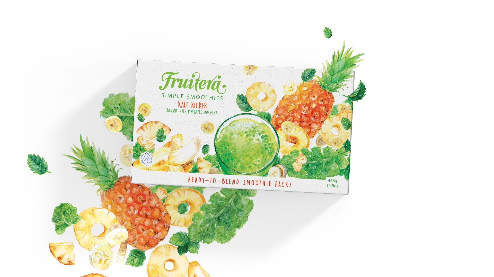 A vibrant box of fruit snacks with a pineapple graphic and green leaves, emphasizing a fun and fruity snack option.