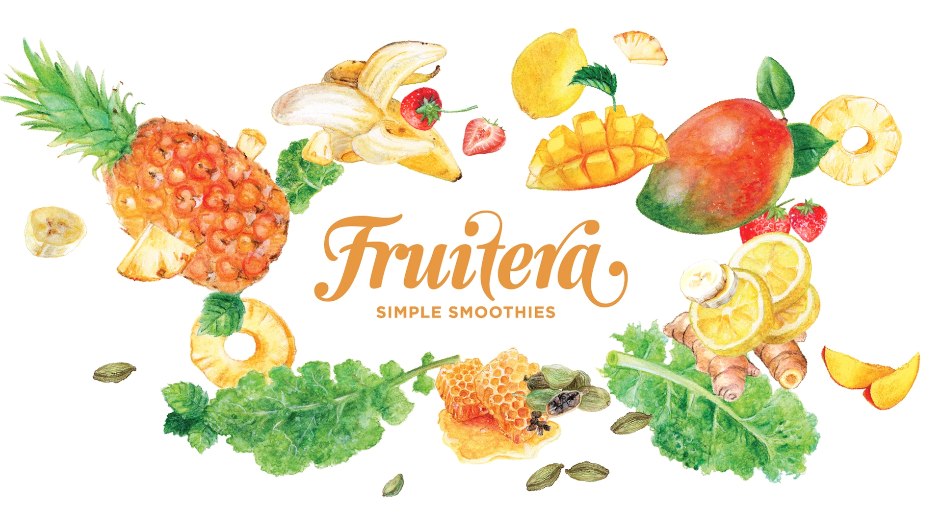 A vibrant fruit display featuring a variety of colorful fruits arranged artistically.